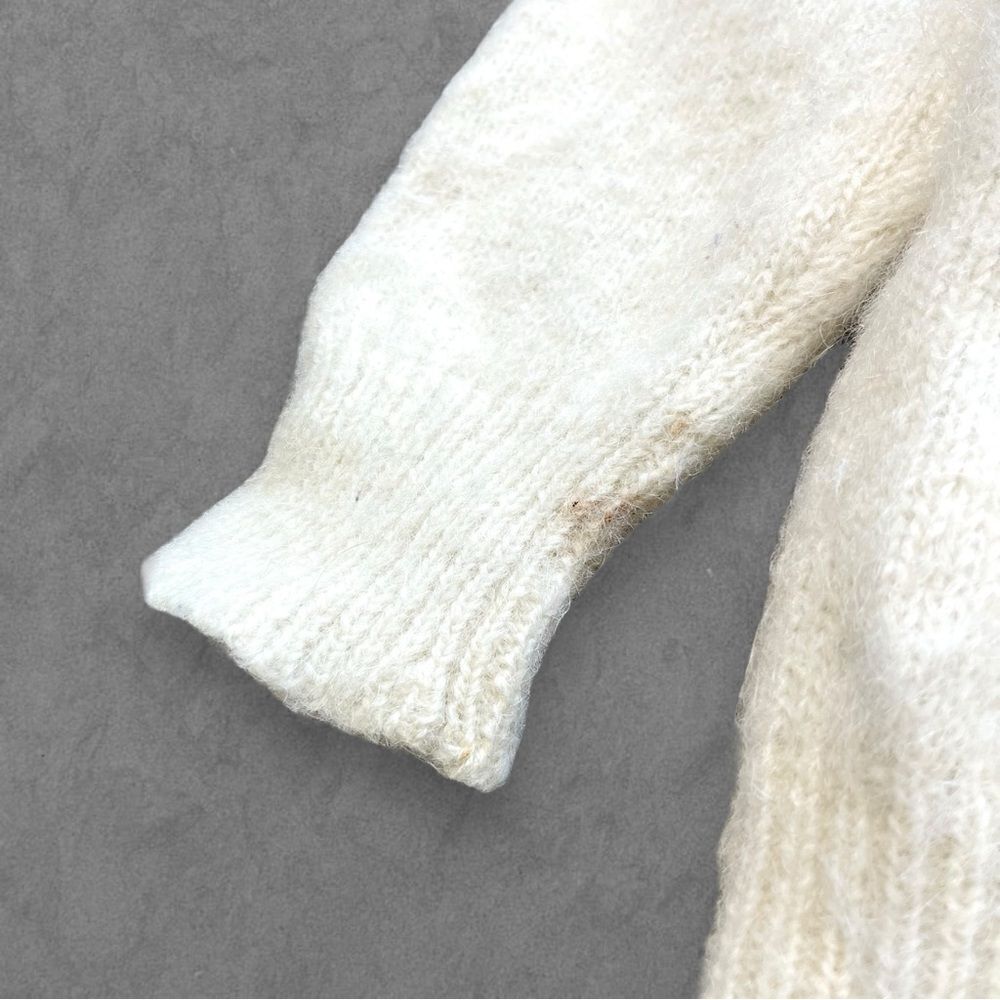 Vtg 70s Tidi Cream Mohair Fuzzy Sweater, Soft Long Hair, Mom Grandma S 60s - Picture 5 of 6
